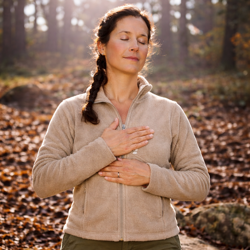 Spokojna medytacja oddechu na łące